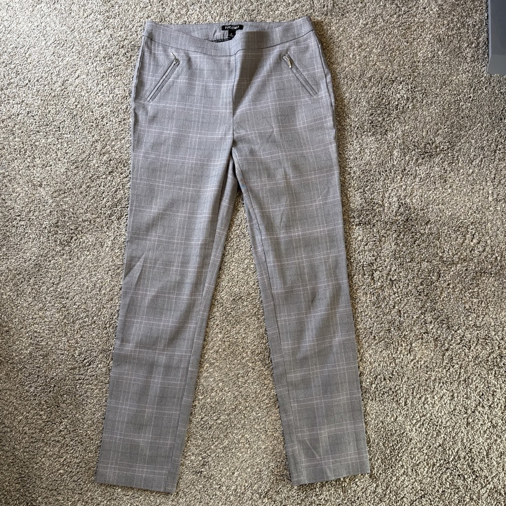 Roz‎ & Ali Women's Dress Pants Gray Plaid Size 8
